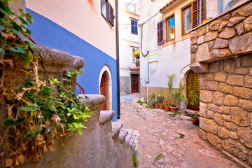 Colorful paved street of old adriatic town Vrbnik