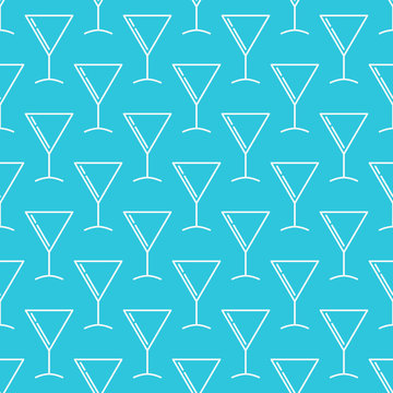 Martini Cocktail Glass Blue Pattern