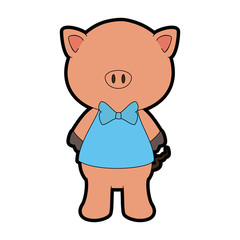 Fototapeta premium cartoon pig animal icon over white background colorful design vector illustration