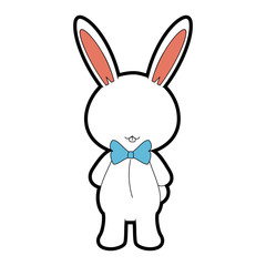 cartoon rabbit with bow tie icon over white background vector illustration