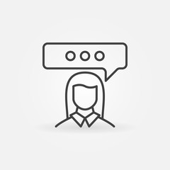 Woman with speech bubble line icon