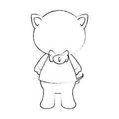 cartoon pig animal icon over white background vector illustration
