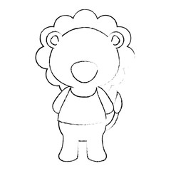 cartoon lion icon over white background vector illustration