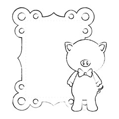 baby shower card with pig icon over white background vector illustration