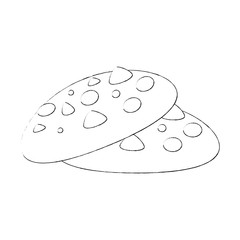 chocolate chips cookie icon over white background vector illustration