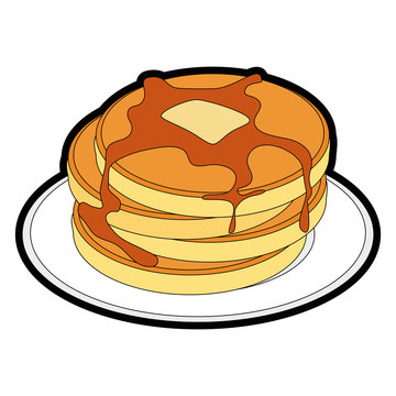 recommend clip art: plate with pancakes icon over white background vector illustration