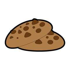 chocolate chips cookie icon over white background vector illustration