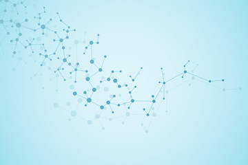 Molecule structure dna and neurons, connected lines with dots, genetic and chemical compounds, illustration.