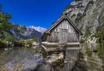 Fototapeta na wymiar Obersee Lake in the Berchtesgaden National Park, Bavaria