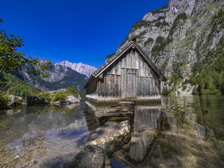 Fototapeta na wymiar Obersee Lake in the Berchtesgaden National Park, Bavaria