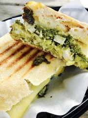 Toasted Chicken, cheese and pesto panini  © tornadoflight