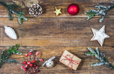 Christmas border background with traditional symbols for Christmas