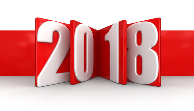 New Year 2018. Image with clipping path.