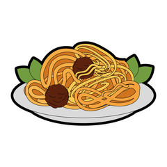 Delicious spaghetti food icon vector illustration graphic design