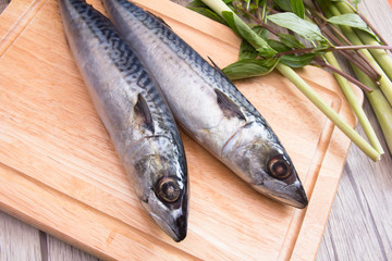 Prepare fish on  cutting board