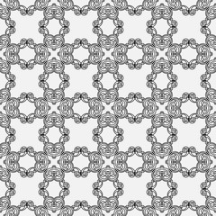 Black and white outline ornamental vintage retro seamless pattern for design