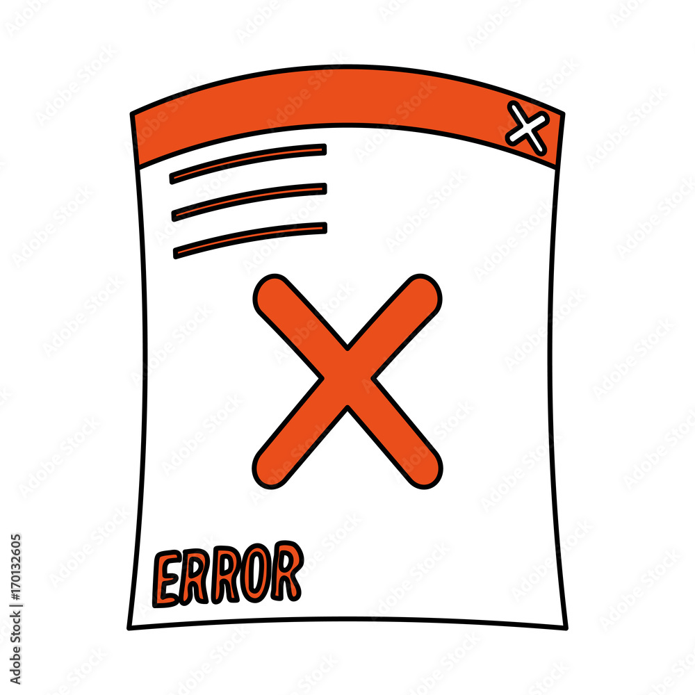 Poster error document icon of warning alert and failure theme isolated design vector illustration