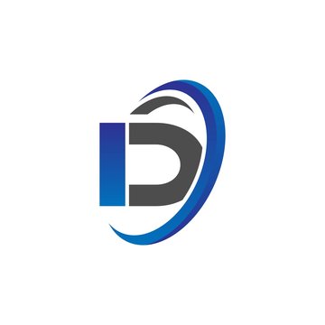 vector initial logo letters id with circle swoosh blue gray