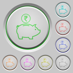 Indian Rupee piggy bank push buttons