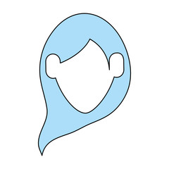 Woman head of girl female avatar person people and human theme Isolated design Vector illustration