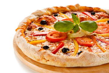 Pizza on white background