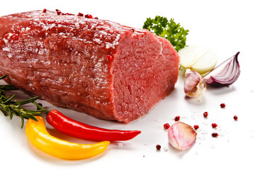     Fresh raw sirloin on white background 