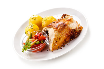 Grilled chicken fillet and vegetables