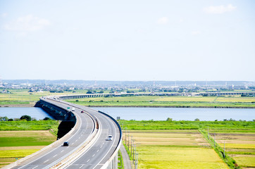 秋の高速道路 東関東自動車道（千葉県・佐原市）