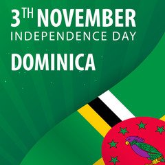 Independence day of Dominica. Flag and Patriotic Banner.