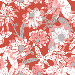 Pink floral background, seamless pattern, vector art - 170138295