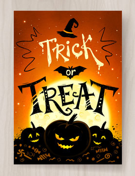 Trick or Treat Halloween postcard design