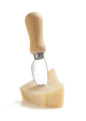 pieces of parmesan cheese on white