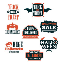 Halloween badge and label sticker collection. Halloween Party, Happy Halloween for sticker, label, banner, greeting card and invitation. Vector illustration.