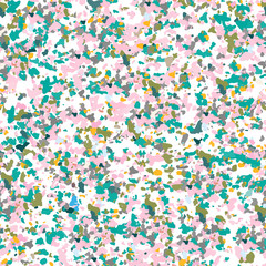 Terrazzo textured surface modern abstract pattern. Vector seamless repeat in motley colors.