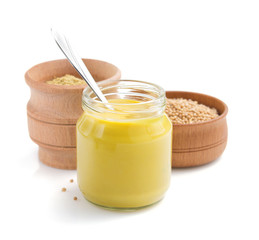 mustard sauce collection on white