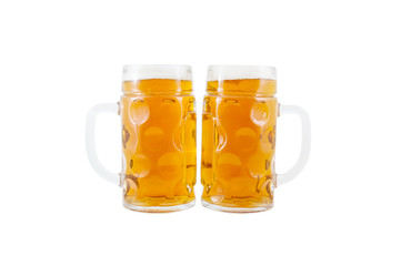 Two goblet of beer isolated on white.