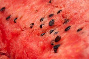 Red middle of fresh watermelon with seeds close-up