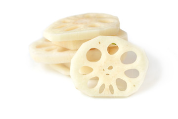 Lotus root on white background - isolated (Asian ingredients)