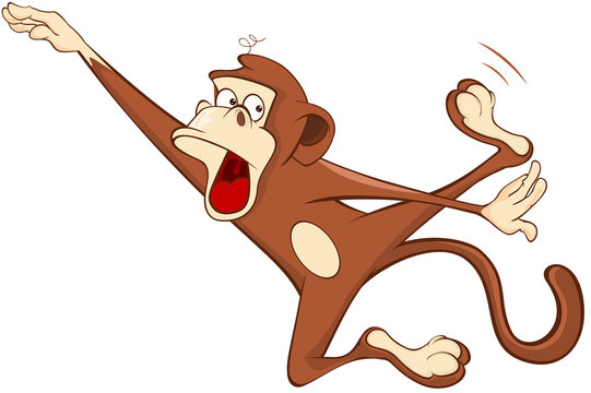  Illustration of a Cute Monkey. Cartoon Character