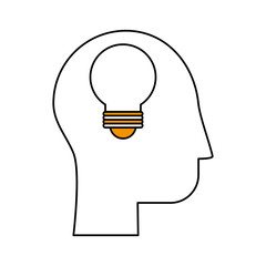 Head and light bulb icon of big idea and creativity theme Isolated design Vector illustration