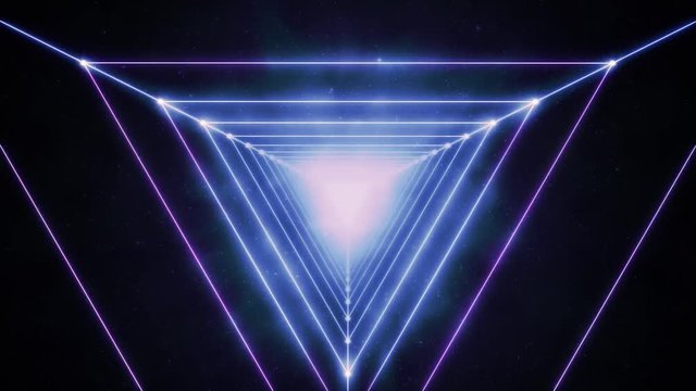 Blue and Violet Space Neon Triangles - Seamlessly Looping Animated Background
