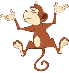 Illustration of a Cute Monkey. Cartoon Character