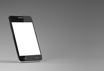Smart phone (mobile phone) on gray, gradient background