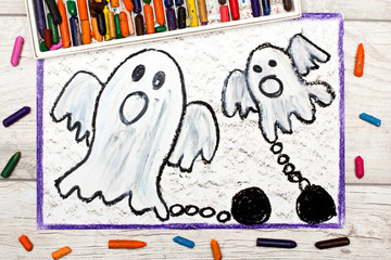 Photo of colorful drawing: Two scary ghost with chains