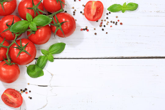 Tomaten Tomate rot Gemüse Textfreiraum von oben