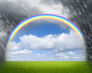 Regenbogen bei Regenwetter