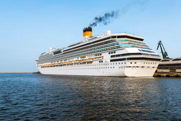 Luxury cruise ship ready to depart. Port of Gdynia in Poland. Europe.