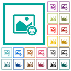 Print image flat color icons with quadrant frames