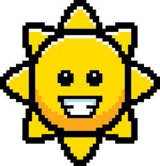 Obraz premium Smiling 8-Bit Cartoon Sun