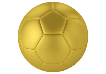 Fototapeta premium isolated golden soccer ball. 3D rendering of football ball in matt gold colour.